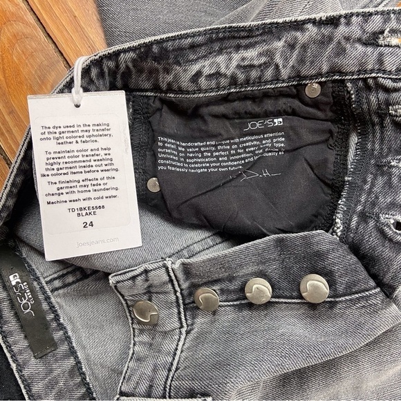 NWT Joe’s The Smith highrise straight ankle jeans grey faded black button fly 24 - Picture 7 of 16